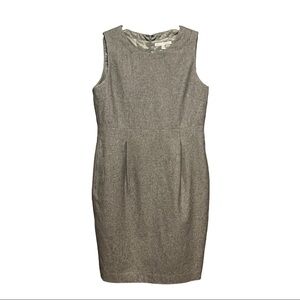 Shade Wool Blend Sheath Dress Gray Sleeveless Box Pleats Business Casual Knee 12